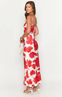 Renesmee Anemone Floral Print Maxi Dress | Red
