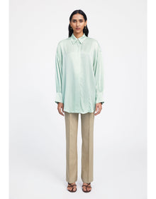 Rennie | Oversized Satin Shirt | Jade