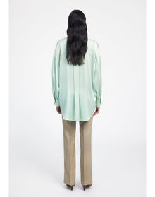 Rennie | Oversized Satin Shirt | Jade