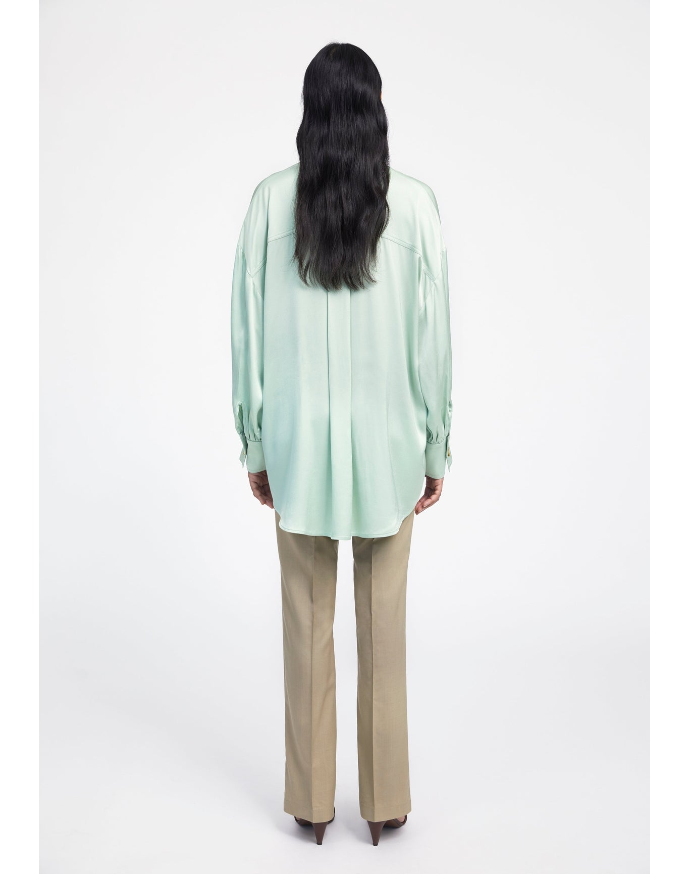 Rennie | Oversized Satin Shirt | Jade