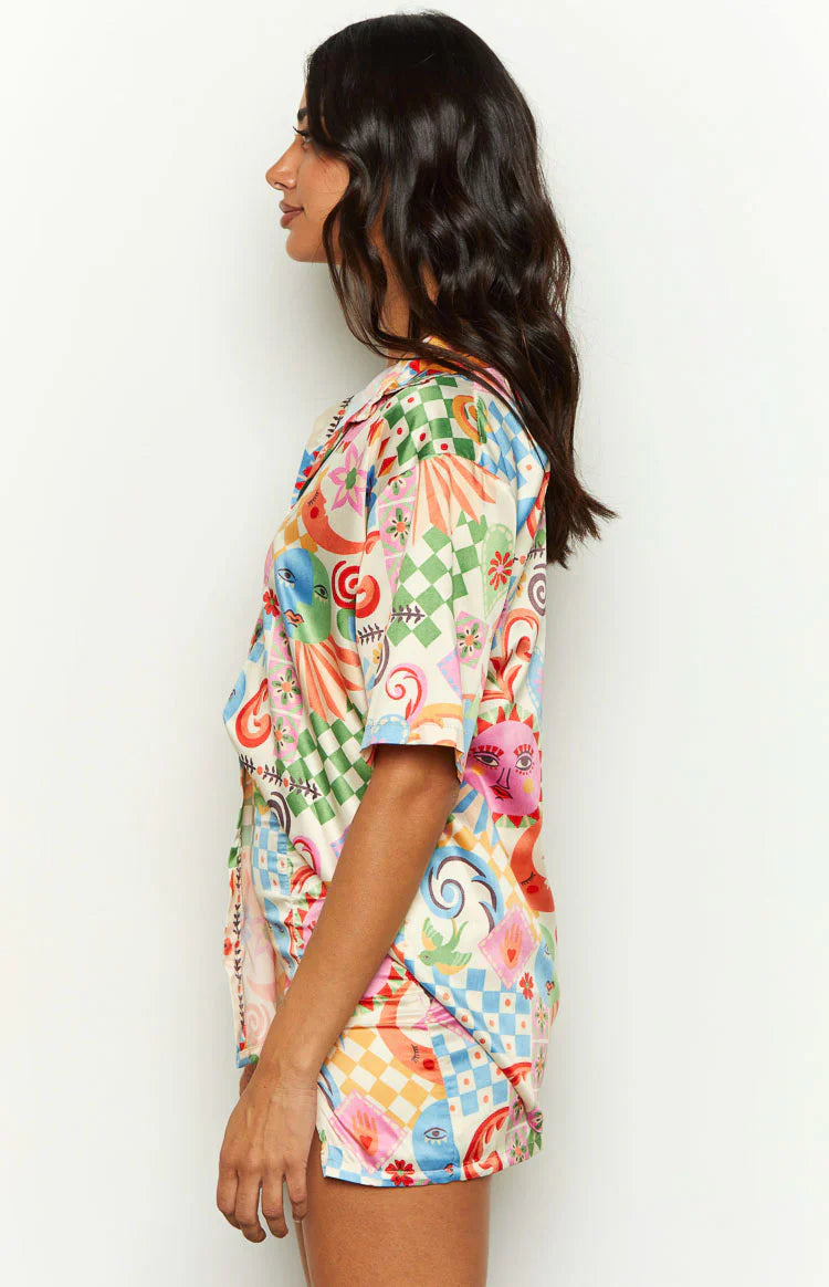 Resort Satin Shirt | Summer Print