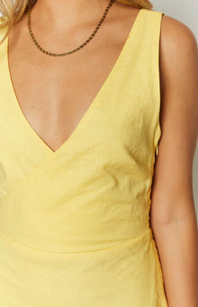 Resorts Linen Blend Maxi Dress | Yellow