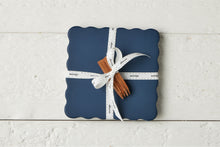 Square Scalloped Cheese Board with Cheese Markers | Navy Blue | Small