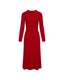 Ribbed Everyday Dress in Merino Wool | Red