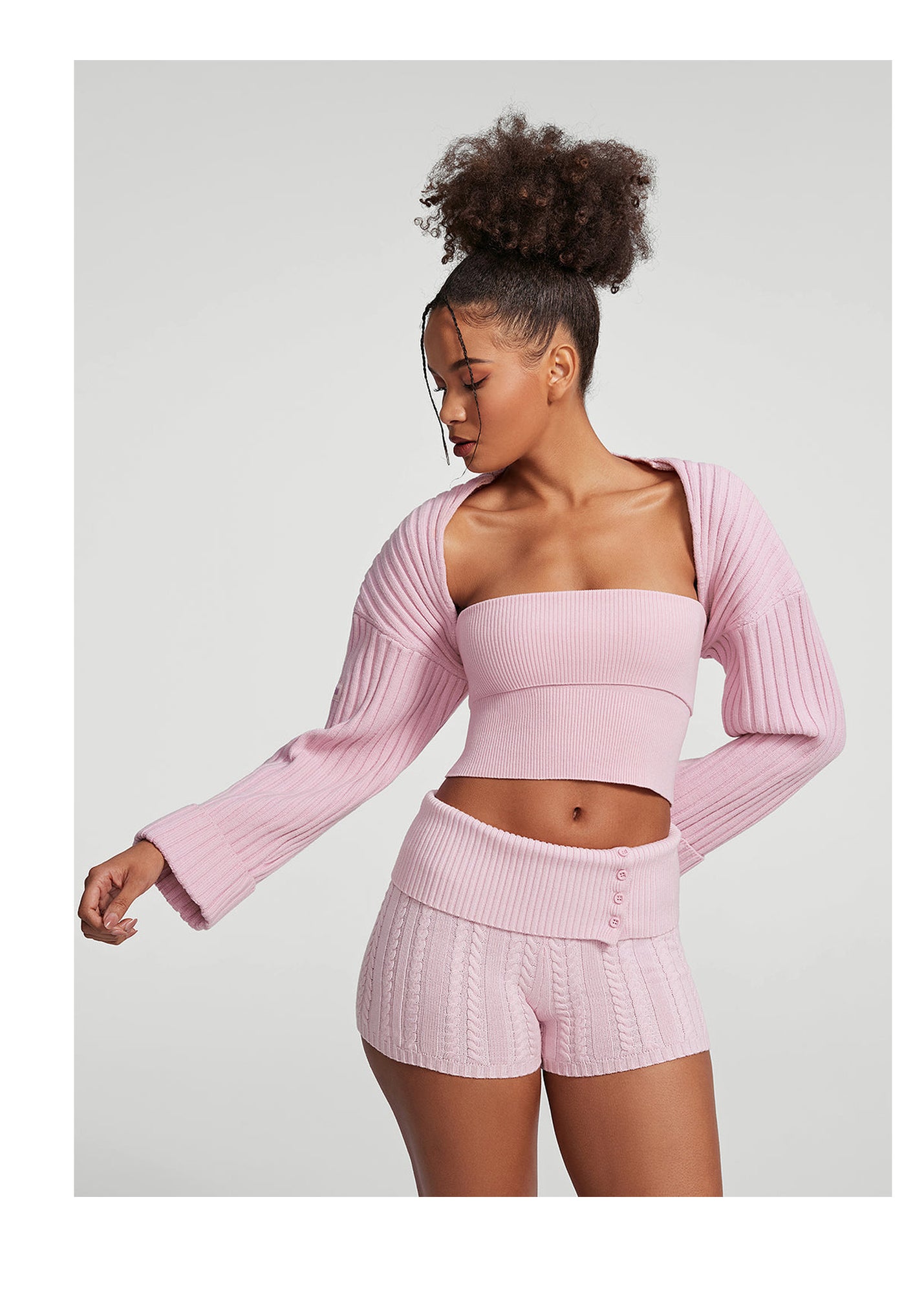 Ribbed Knit Shrug | Ballet Pink