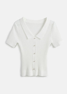 Ribbed Knit Top | White