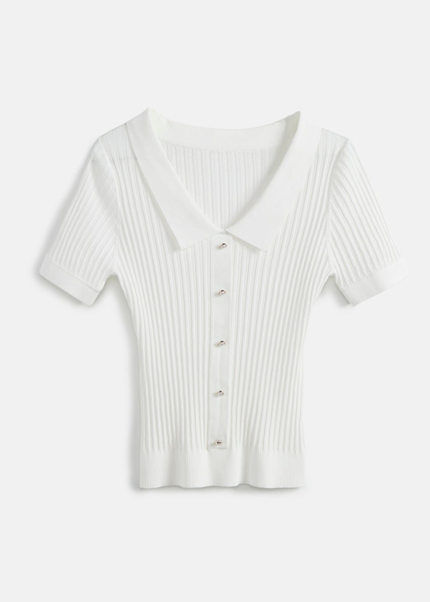 Ribbed Knit Top | White