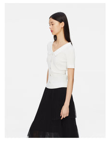 Ribbed Knit Top | White