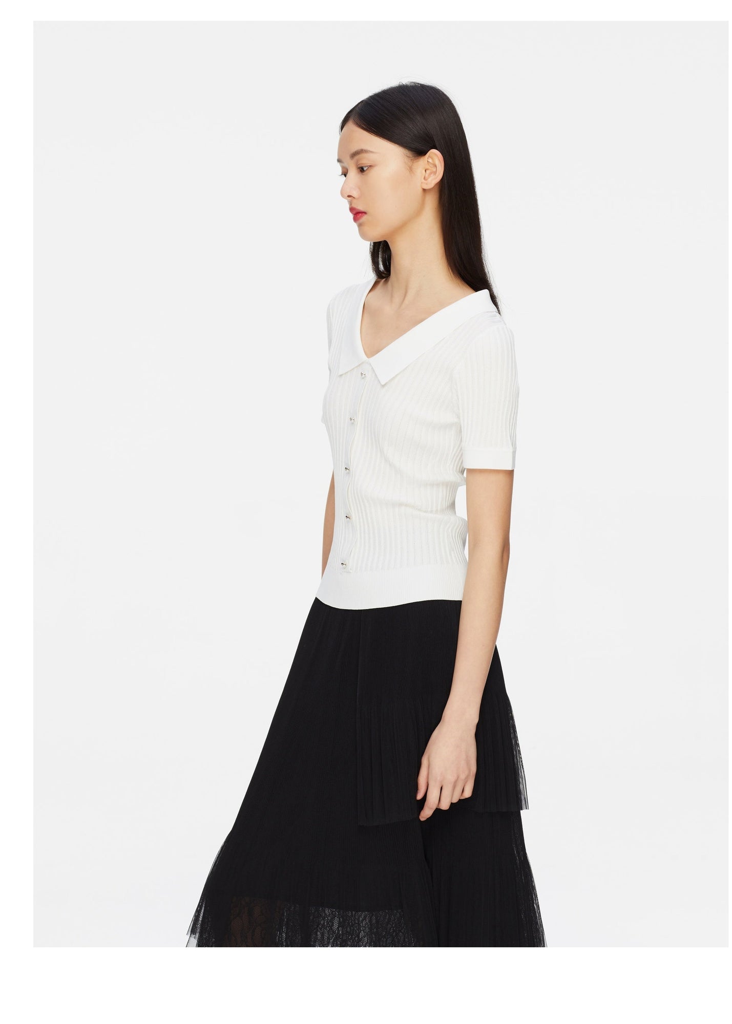 Ribbed Knit Top | White