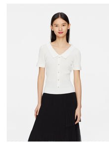 Ribbed Knit Top | White