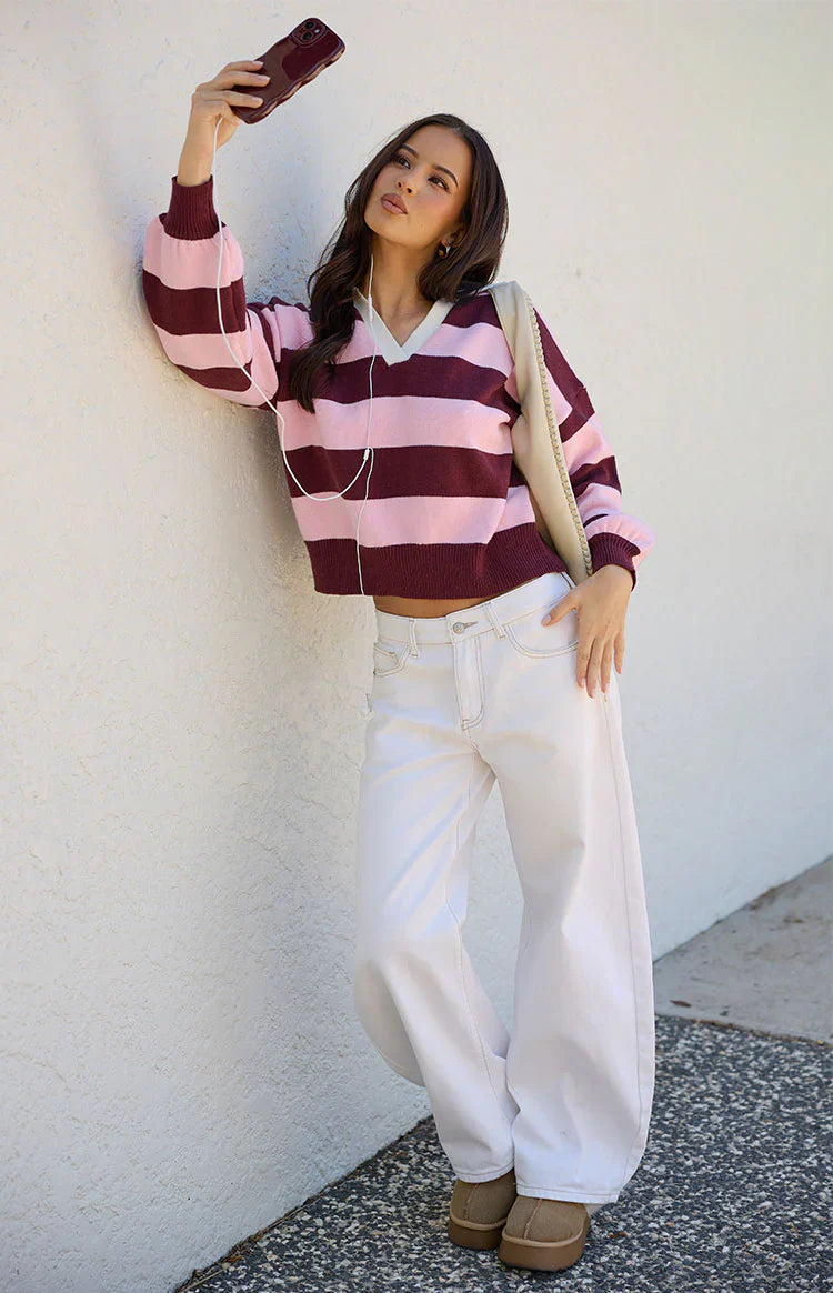 Rina Stripe Polo | Pink