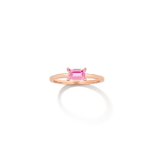 Birthstone Baguette Ring - Pink Tourmaline Vermeil 14k 18k Rose Gold First