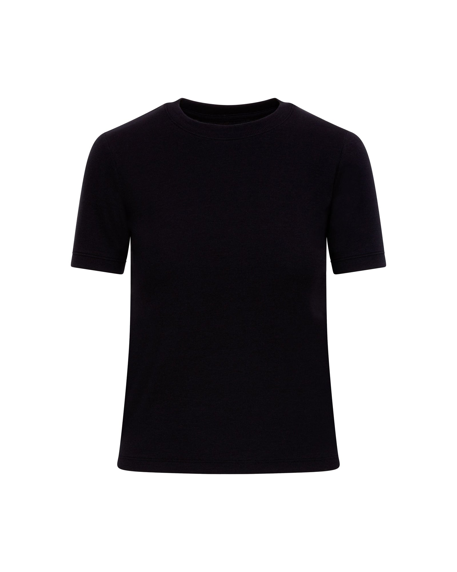 Ringer Tee in Ribbed Cotton | Black