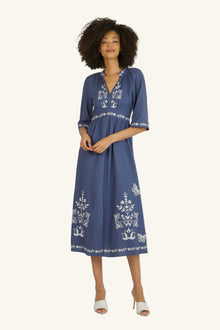 Roam Dress | Blue x Off-White Embroidery