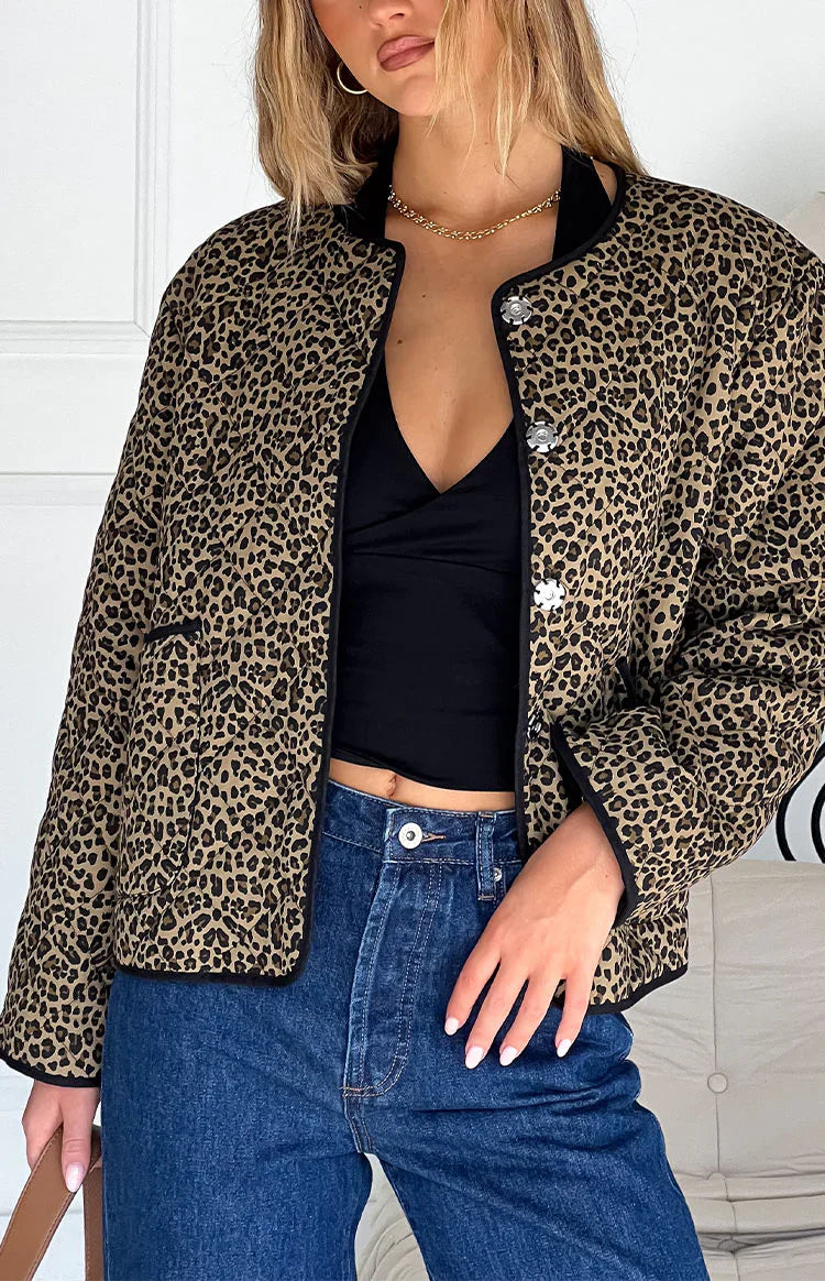 Robbie Quilted Jacket | Leopard Print