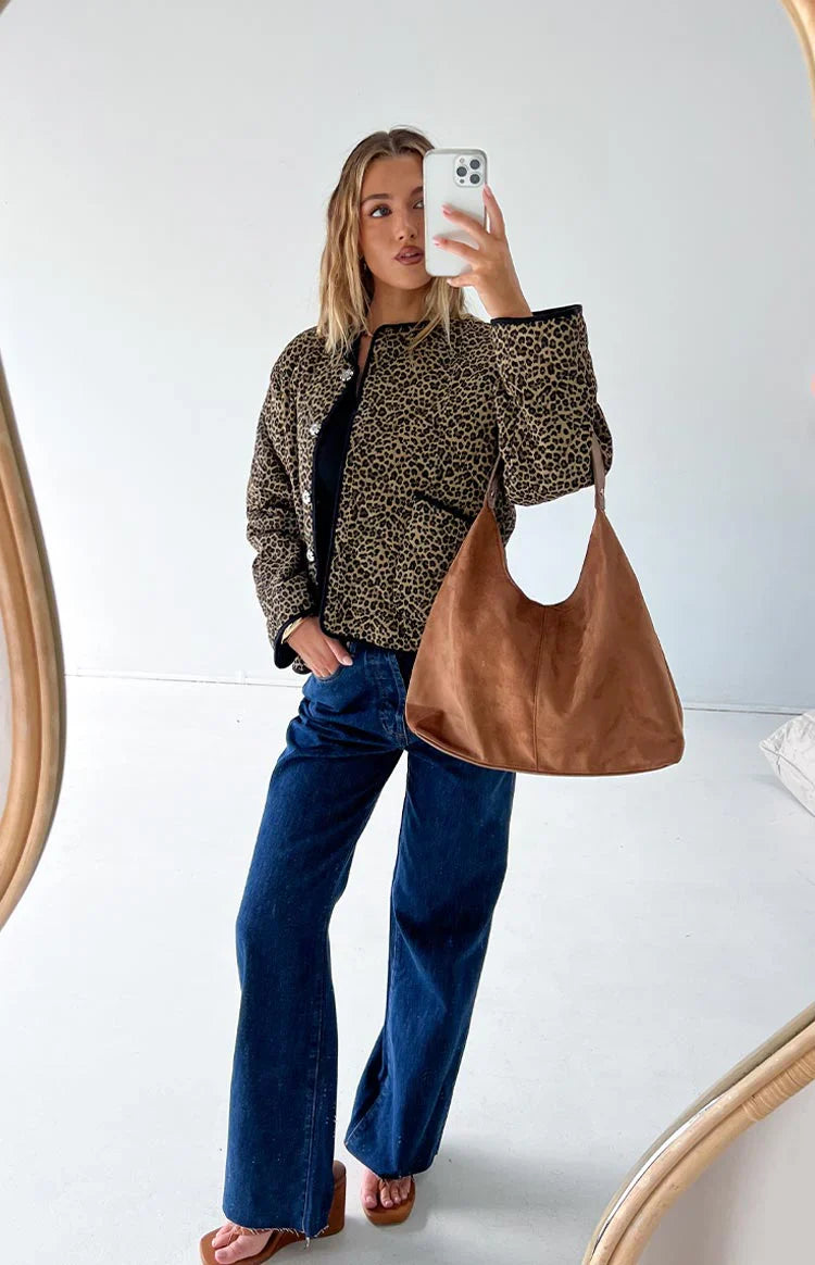 Robbie Quilted Jacket | Leopard Print
