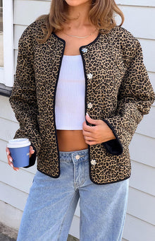 Robbie Quilted Jacket | Leopard Print