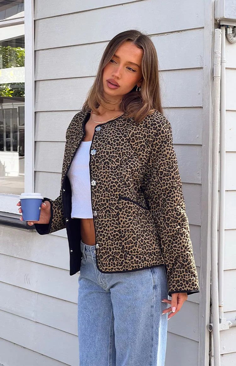 Robbie Quilted Jacket | Leopard Print