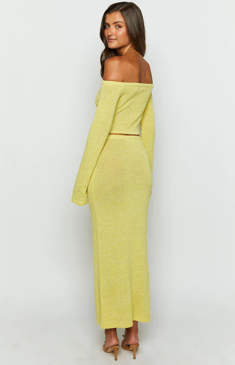 Romie Knit Maxi Skirt | Yellow