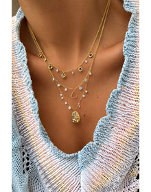 Rough Diamond Station Necklace | 14K Two Tone Gold