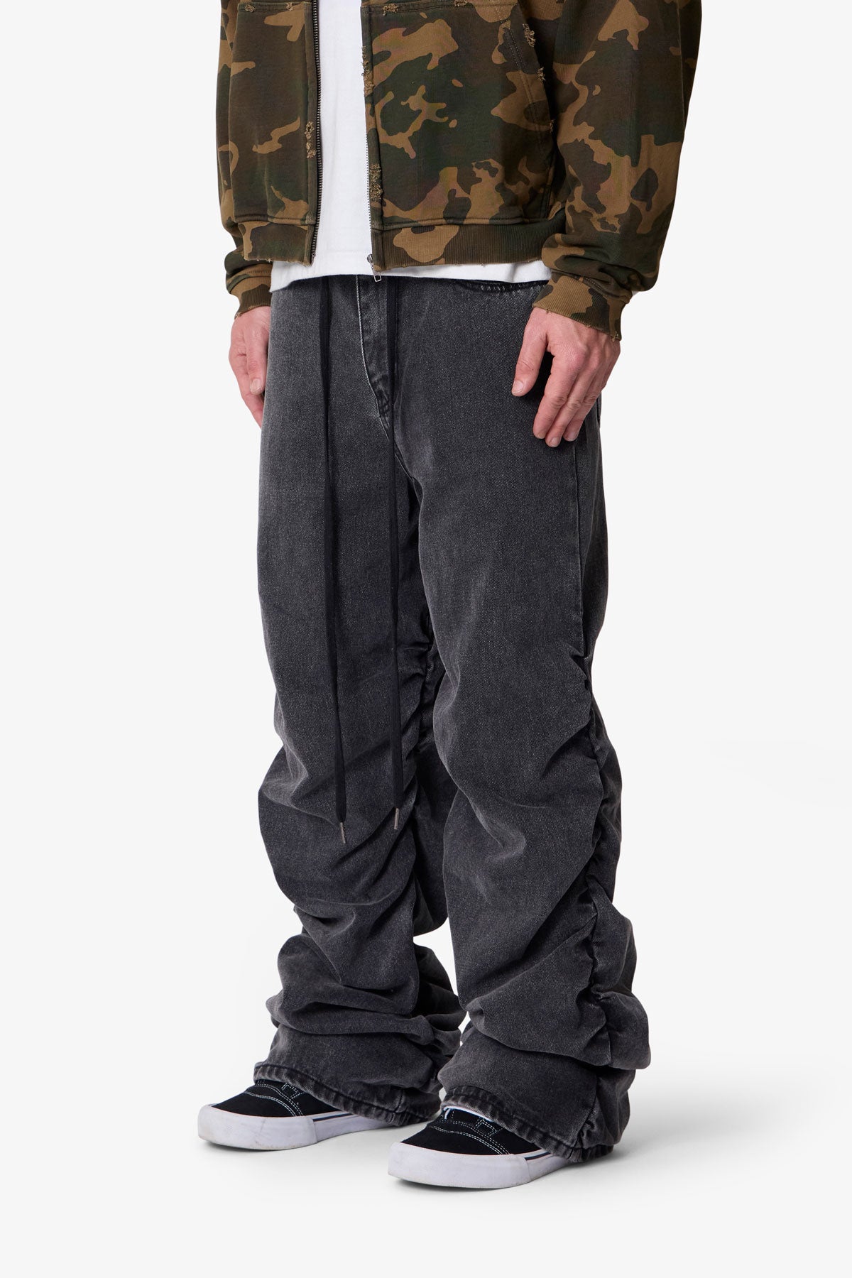 Ruched Denim | Washed Black