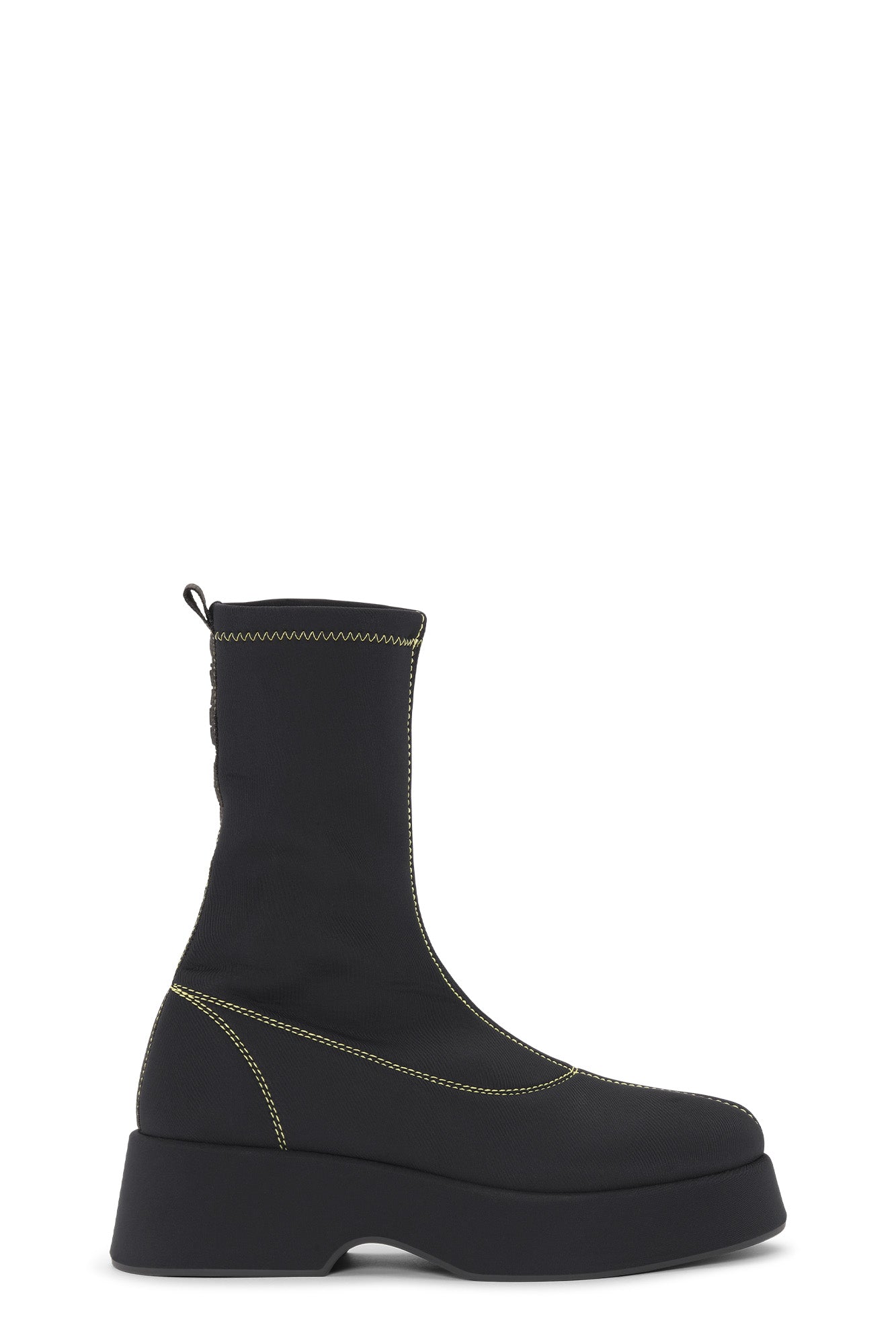 Retro Flatform Sockboot | Black / Yellow Stitching