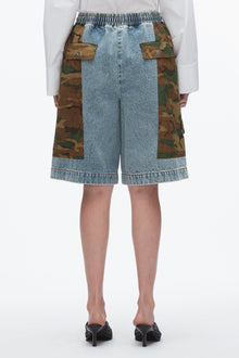 Patchwork Camo Basketball Short | Dark Olive Multi