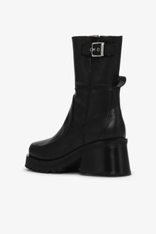 Feminine Buckle Platform Boot | Black