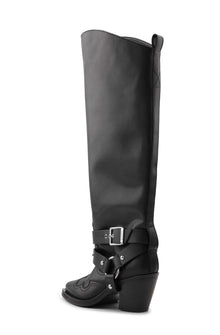 High Shaft Embroidered Western Boot | Black