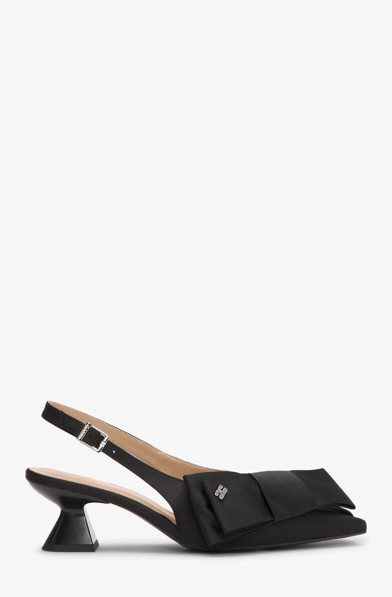 Big Bow Kitten Heel Pump Satin | Black
