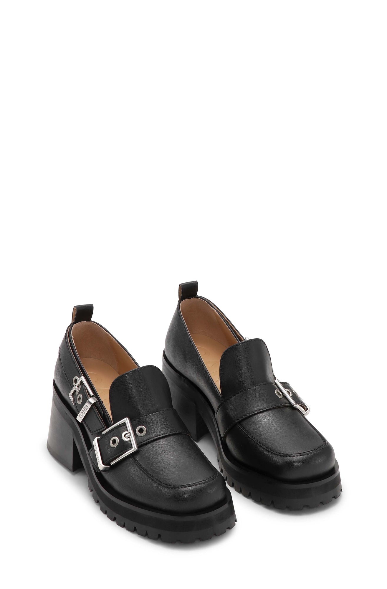 Feminine Buckle Platform Loafer | Black
