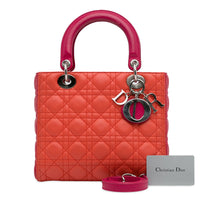 Dior | Pre-Owned Medium Bicolor Lambskin Cannage Lady | Orange