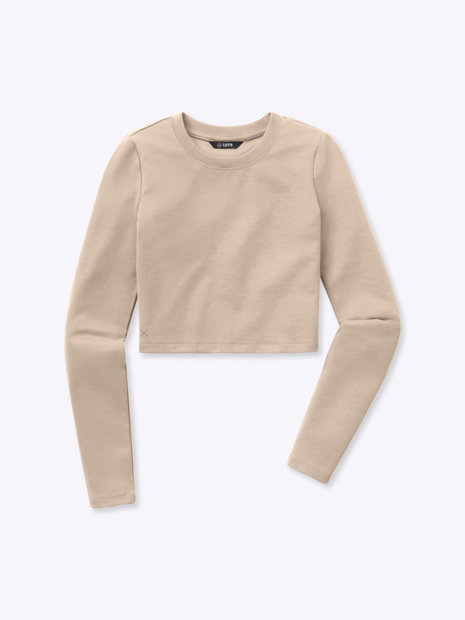 Womens | Long Sleeve Slim-Fit Tomboy-Cotton Cropped Tee | Sand Dune