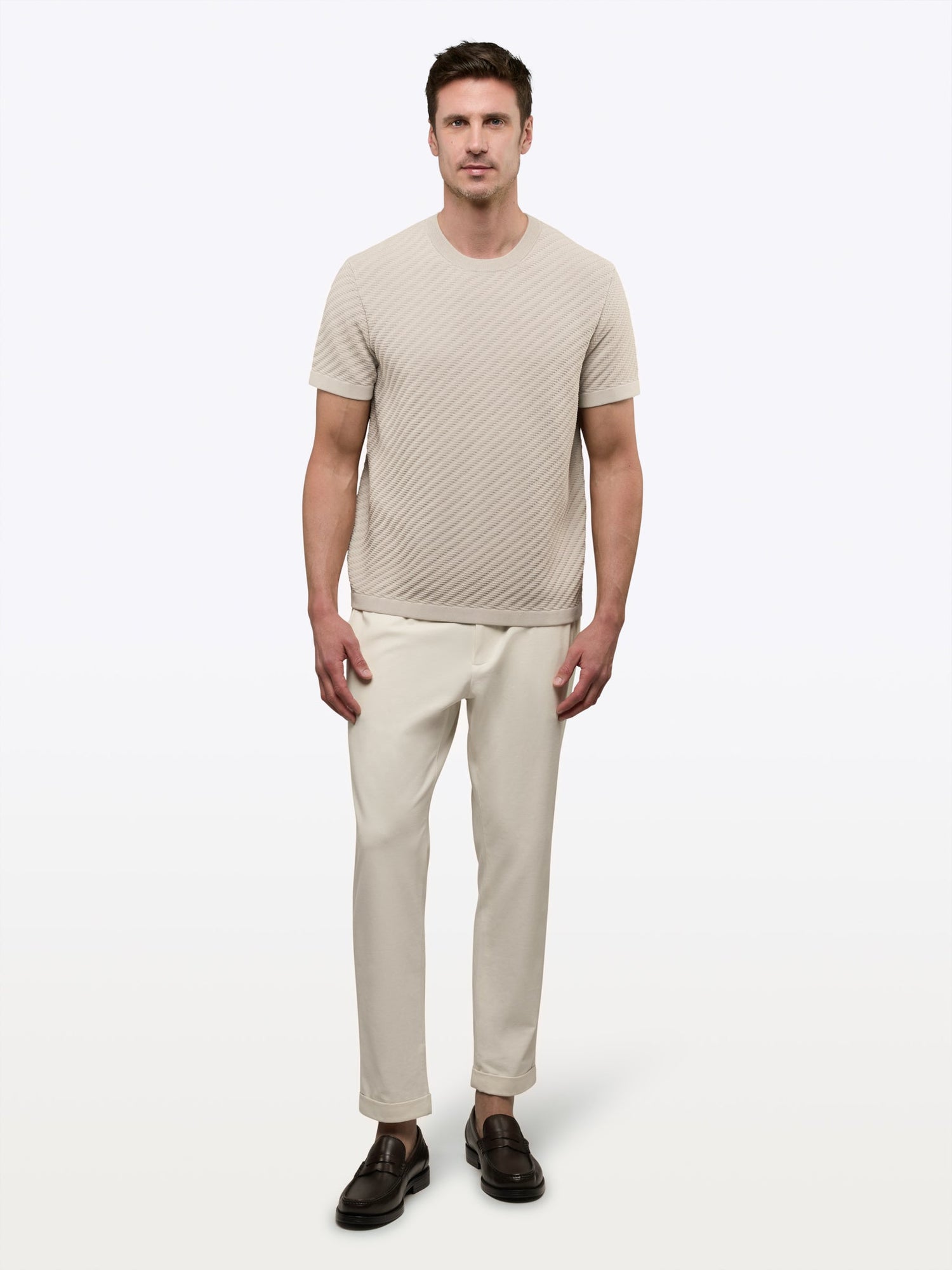 Mens | Riviera Knit Signature-Fit Textured Tee | Sand Dune