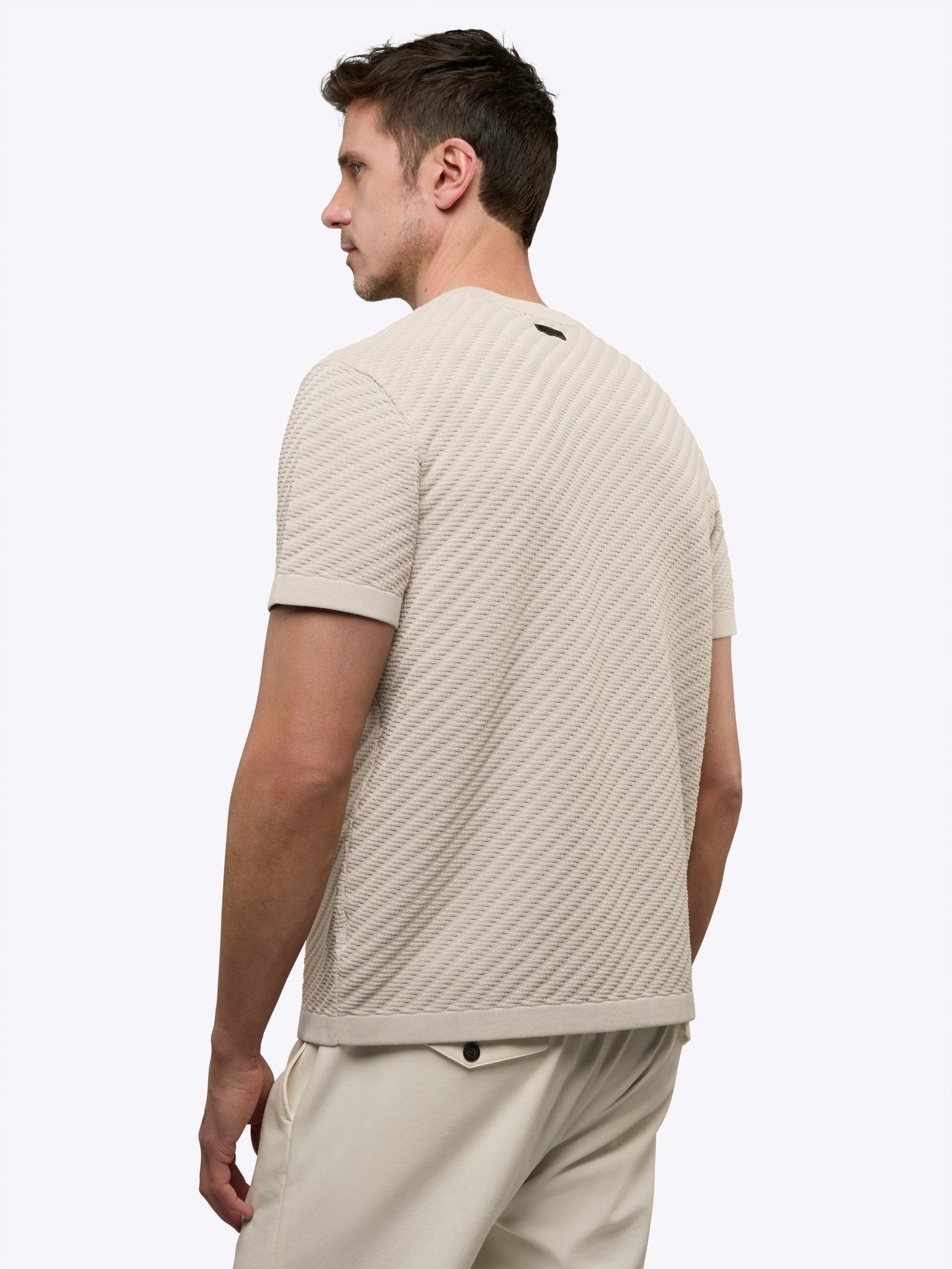 Mens | Riviera Knit Signature-Fit Textured Tee | Sand Dune