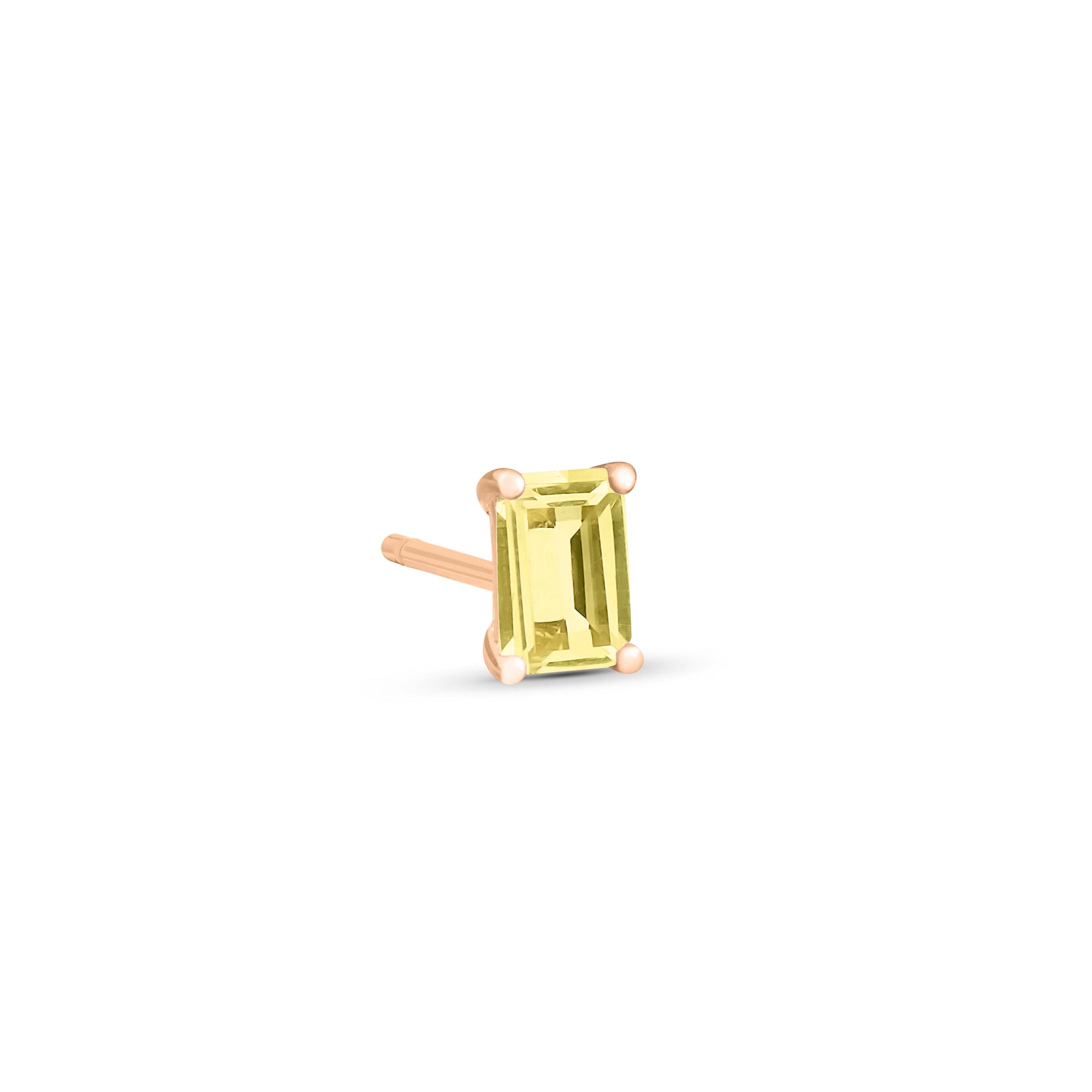 Solo Cocktail Lemon Quartz Stud | 18K Rose Gold