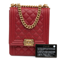 Chanel | Pre-Owned Quilted Caviar North South Boy Flap | Red