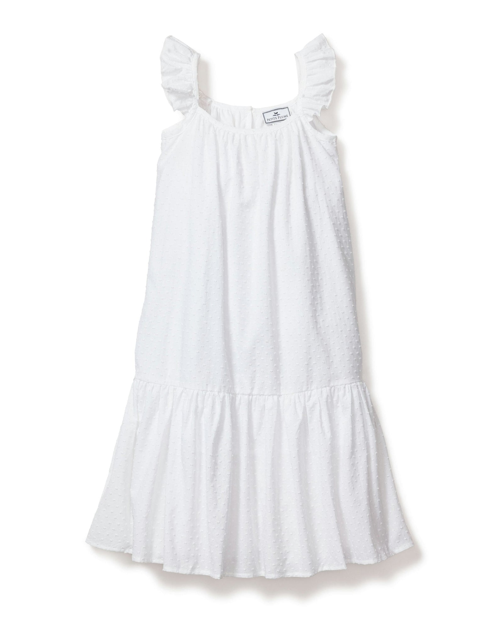 Girls White Swiss Dots Celeste Day Dress in Swiss Dots#Color_Swiss Dots