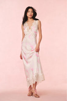 Serene Satin Lace-Trimmed Maxi Dress | Vanilla Sorbet
