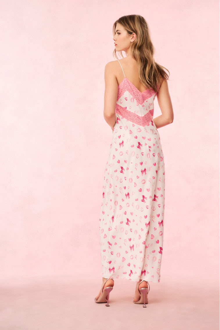 Serita Bow & Kiss Print Maxi Dress | Rosey Dream