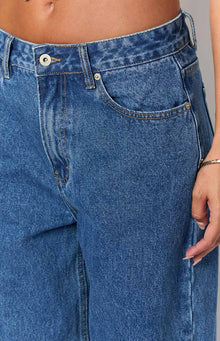 She's Yours Denim Wide Leg Boyfriend Jeans | Mid Wash