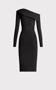 Bandage Off Shoulder Midi Dress | Black