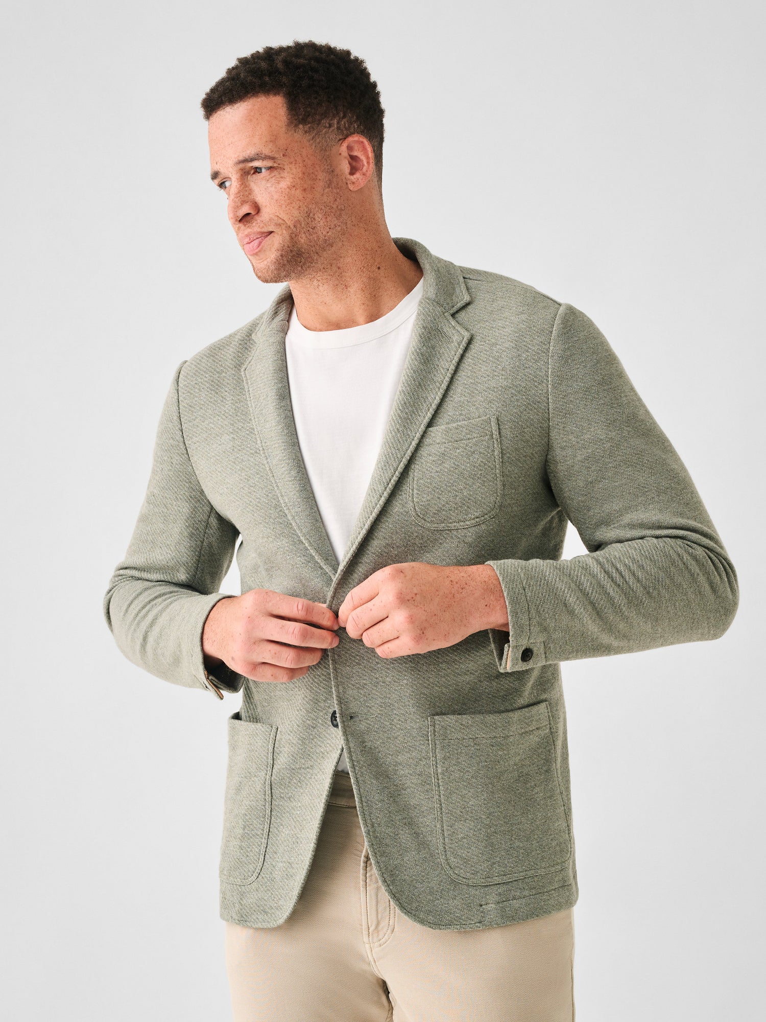 Mens - Inlet Knit Blazer | Olive Brush Melange