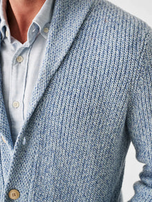 Mens - Marled Cotton Cardigan | Spring Sea Marl