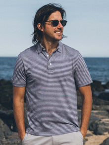 Movement Short Sleeve Polo - Dusk Sea Stripe