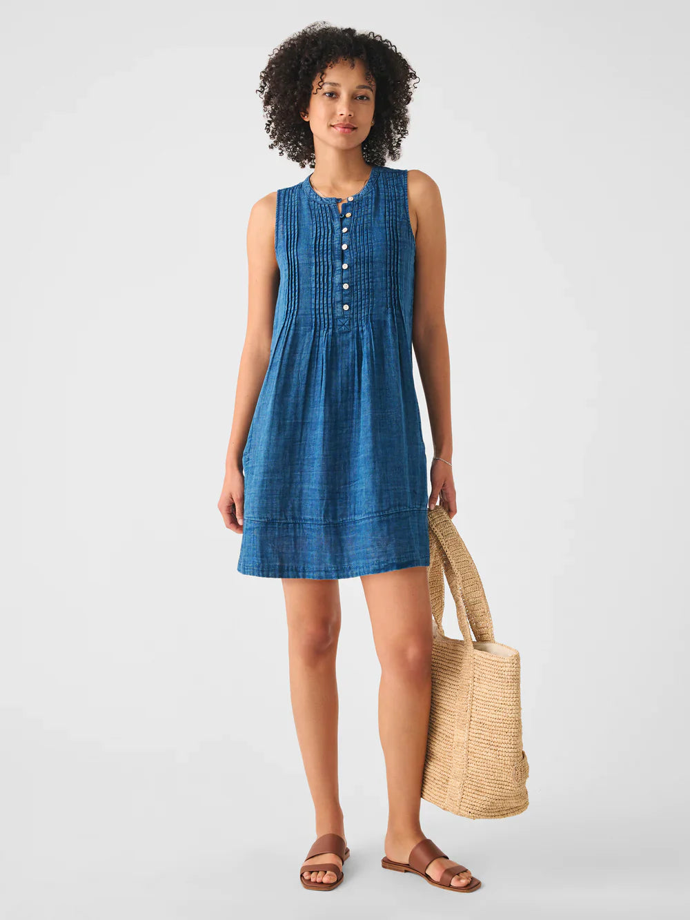 Womens - Dream Cotton Gauze Isha Dress | Indigo