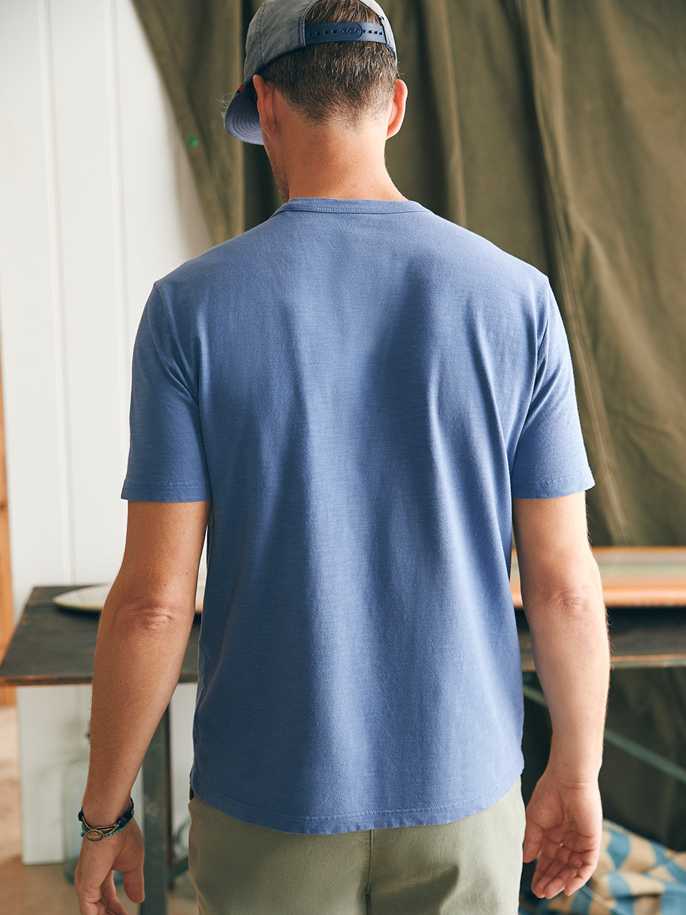 Sunwashed Pocket Tee by Faherty in Blue Horizon