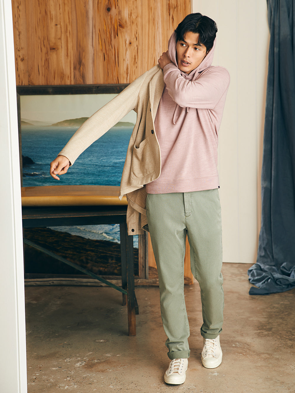 Sunwashed Slub Hoodie by Faherty in Spring Quartz