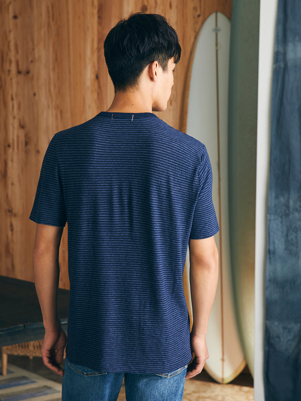 Mens - Vintage Chambray Tee | Navy Cove Stripe