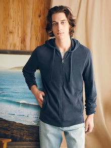 Mens - Sunwashed Slub Zip Hoodie | Blue Nights